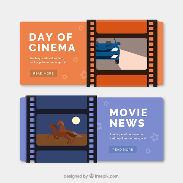 Vector gratuito banners de cine con fotogramas