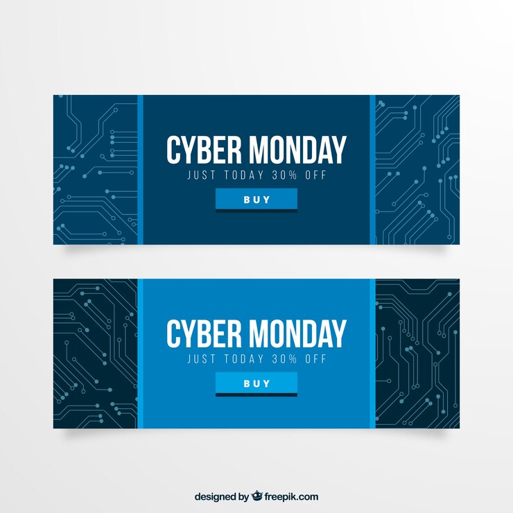 Vector gratuito banners de circuito de ciberlunes