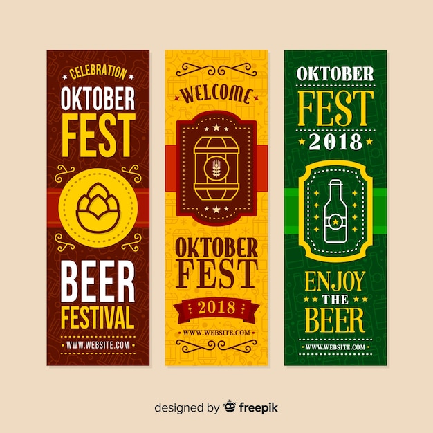 Banners clásicos del oktoberfest con diseño plano