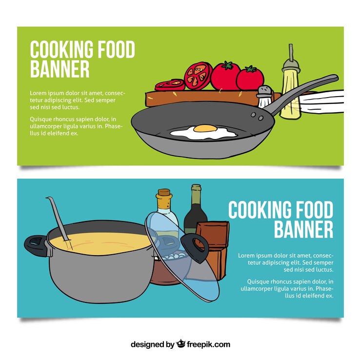 Vector gratuito banners de cocina dibujados a mano