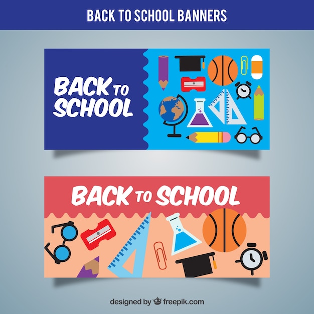 Vector gratuito banners de colegio con elementos