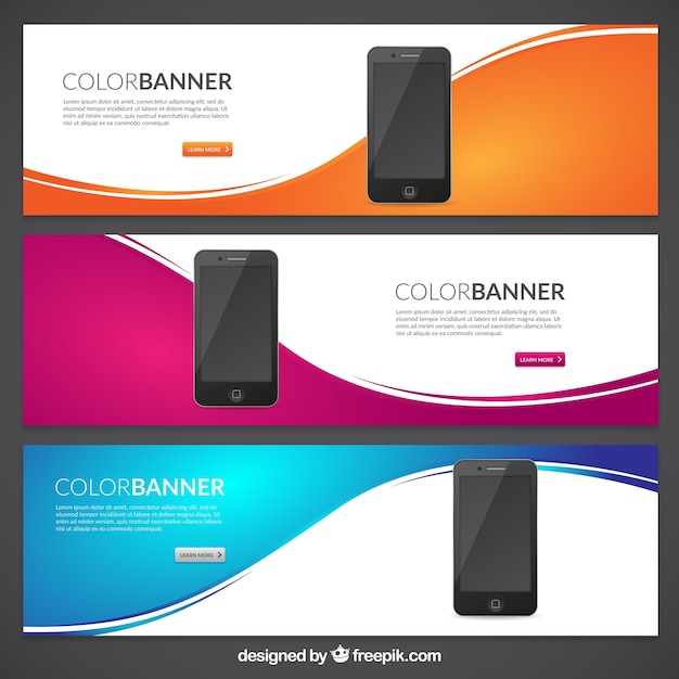 banners de color con los teléfonos móviles