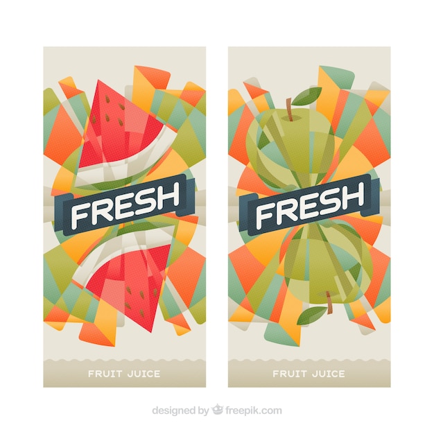 Vector gratuito banners a color de zumo de frutas