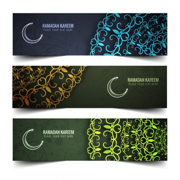 Vector gratuito banners de colores ramadan kareem