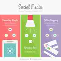 Vector gratuito banners de colores de redes sociales