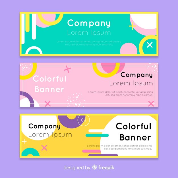 Banners coloridos con diseño abstracto