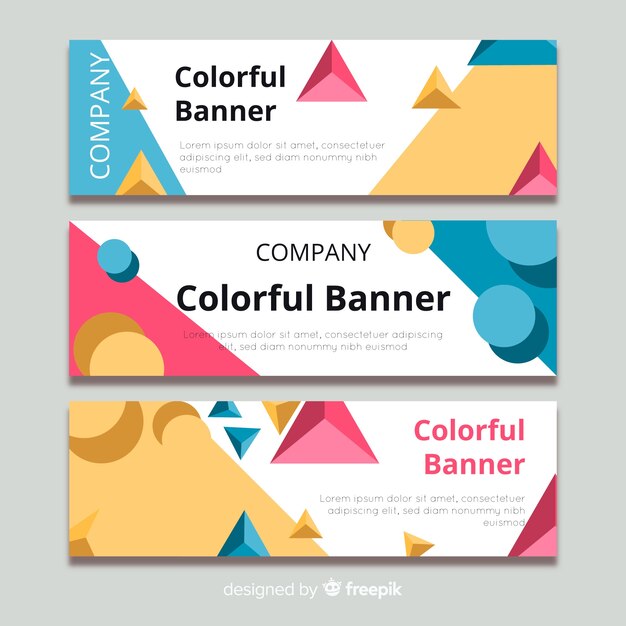 Banners coloridos con diseño abstracto