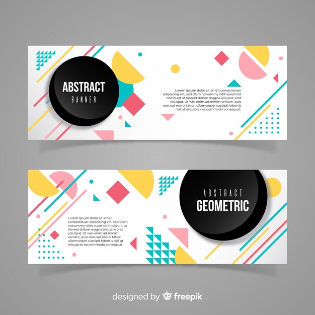 Banners coloridos con diseño geométrico