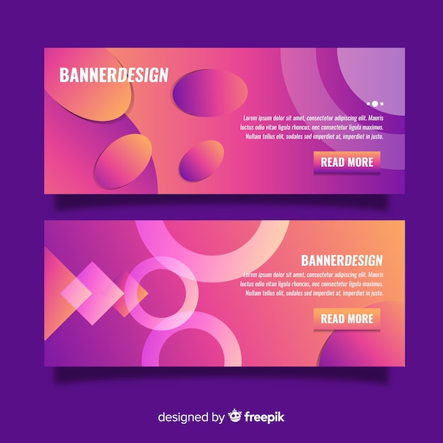 Banners coloridos elegantes con estilo de degradado
