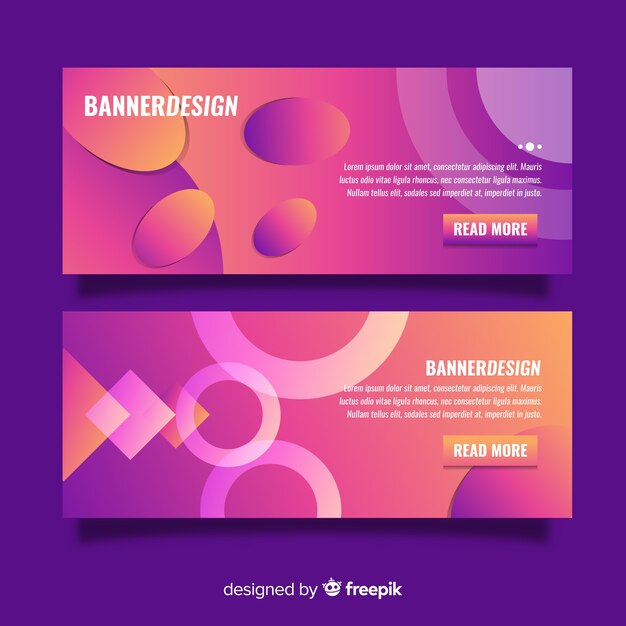 Banners coloridos elegantes con estilo de degradado