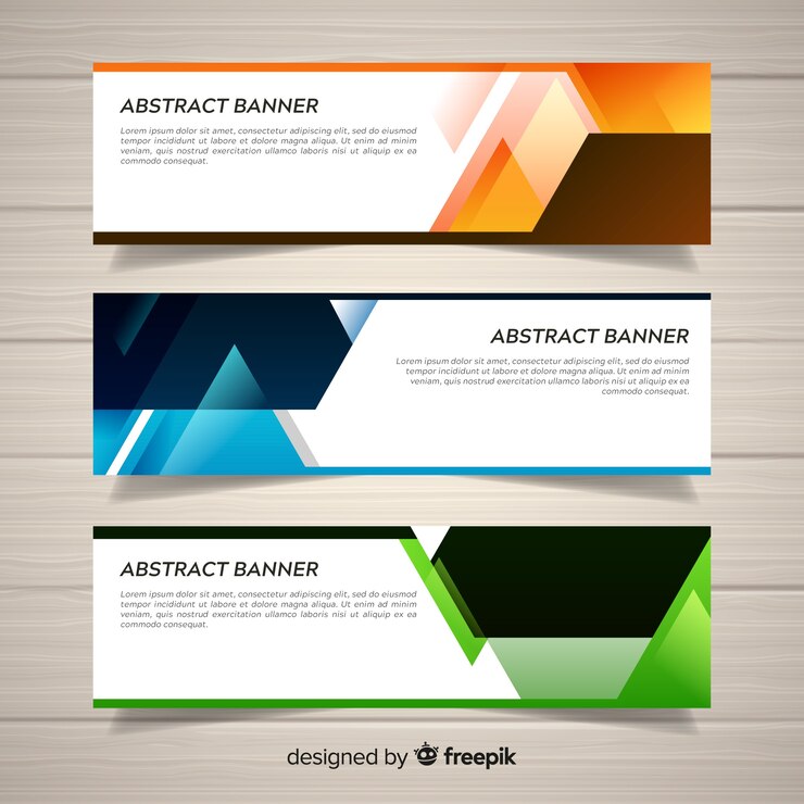 Vector gratuito banners coloridos con figuras abstractas