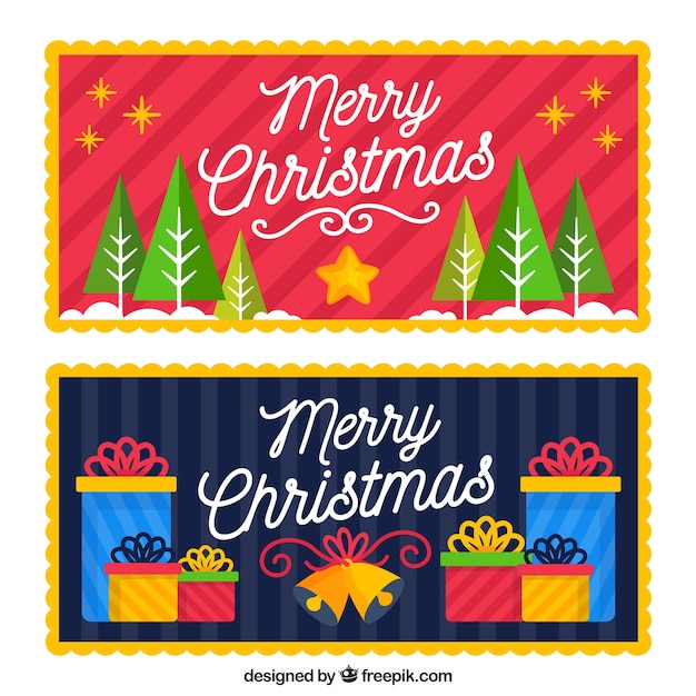 Vector gratuito banners coloridos flat de navidad