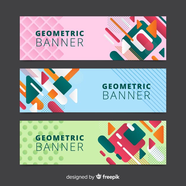 Banners coloridos con formas abstractas