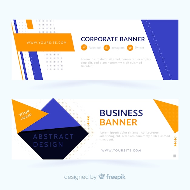 Vector gratuito banners coloridos con formas abstractas