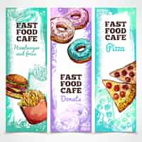 Vector gratuito banners de comida rápida verticales