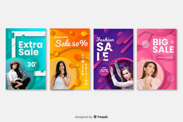 Vector gratuito banners de compra de moda