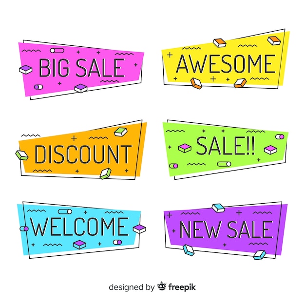 Banners de compras de estilo memphis