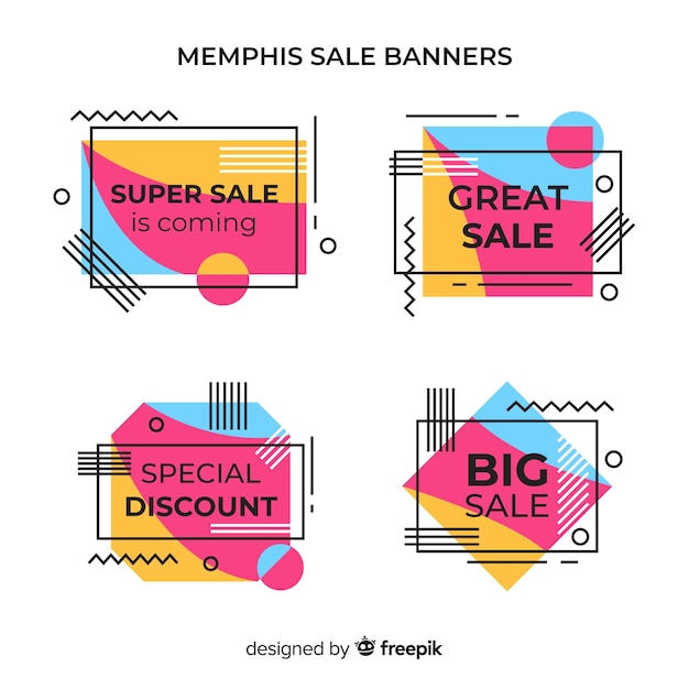 Banners de compras de estilo memphis