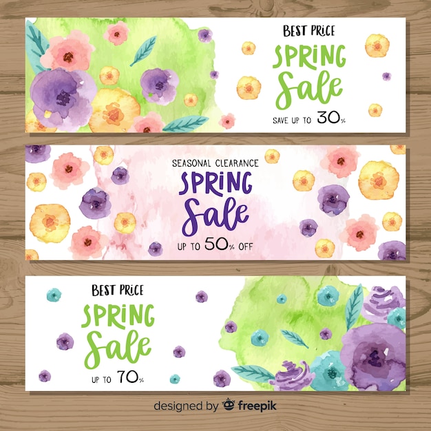 Banners de compras de primavera
