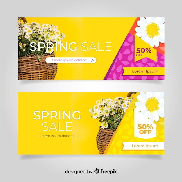 Vector gratuito banners de compras de primavera