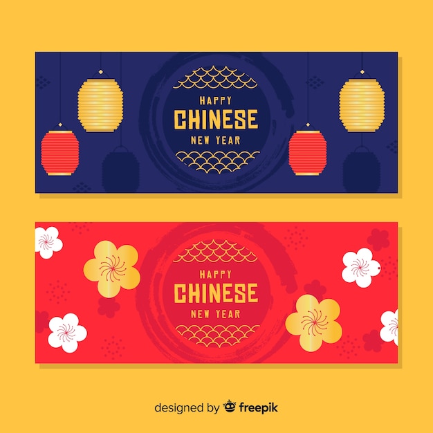 Banners creativos de año nuevo chino