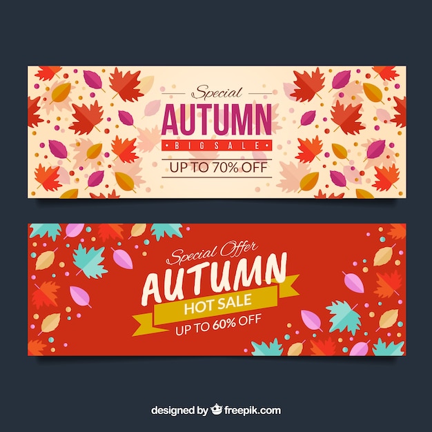 Banners creativos de rebajas de otoño