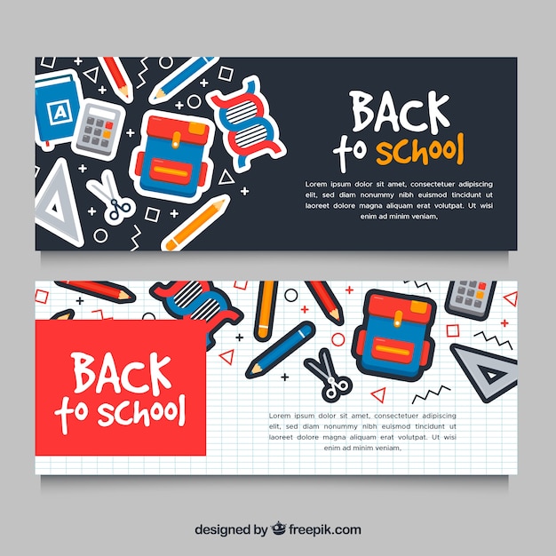 Vector gratuito banners creativos de vuelta al cole