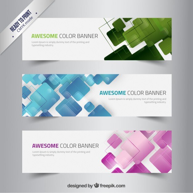banners con los cuadrados abstractos
