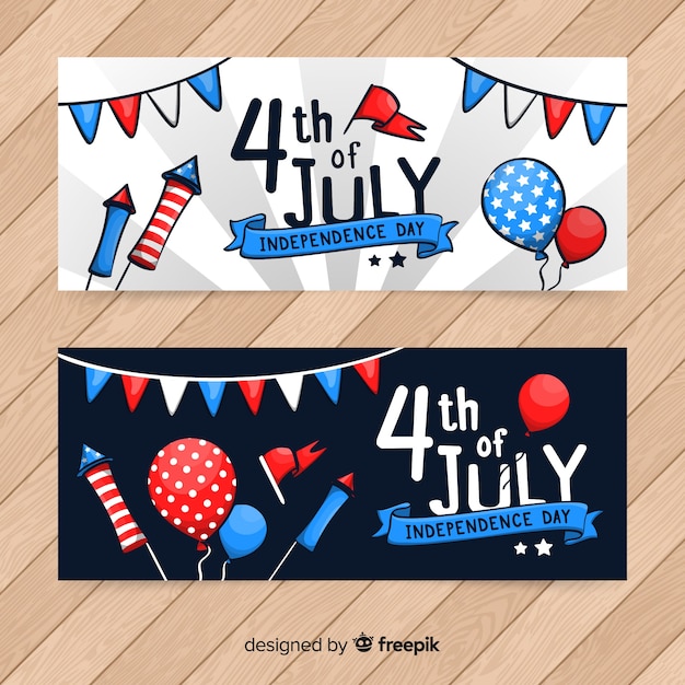 Vector gratuito banners del cuatro de julio