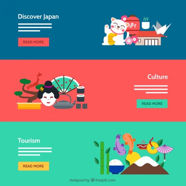 Vector gratuito banners cultura japonesa