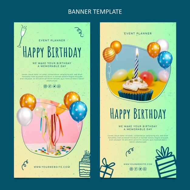 Banners de cumpleaños de textura degradada
