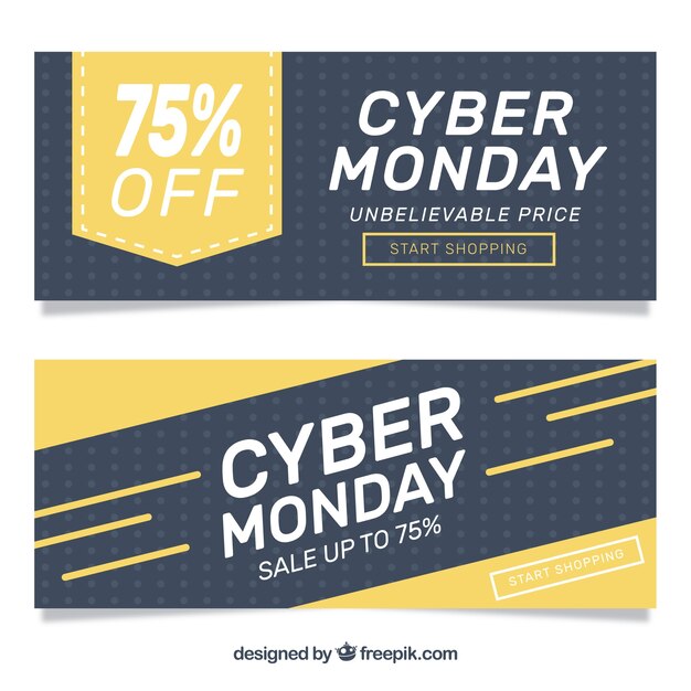 Banners de cyber monday de descuentos 