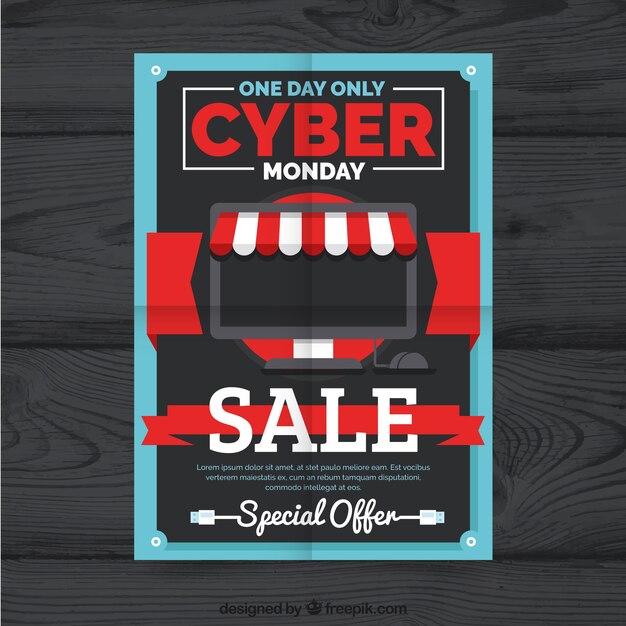 Banners de cyber monday en diseño plano