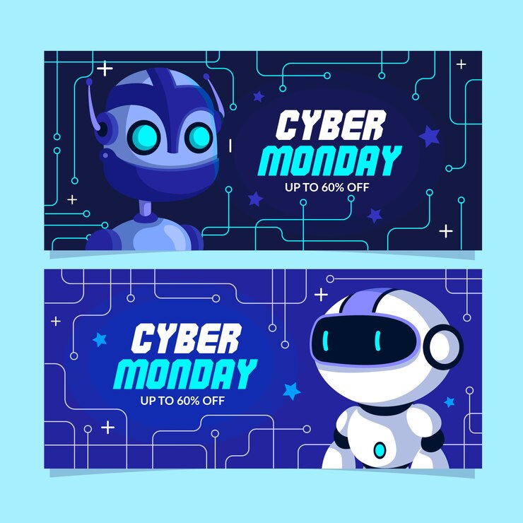 Vector gratuito banners de cyber monday de diseño plano