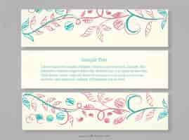 Vector gratuito banners con decoración floral