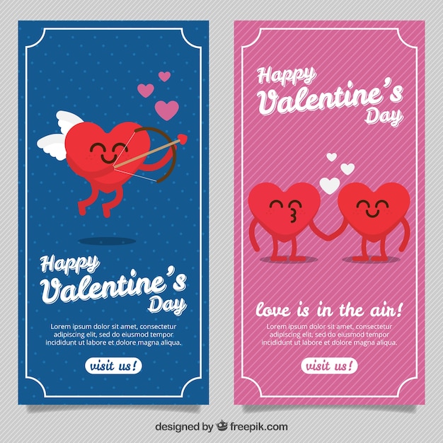 Banners decorativos con corazones lindos para el día de san valentín