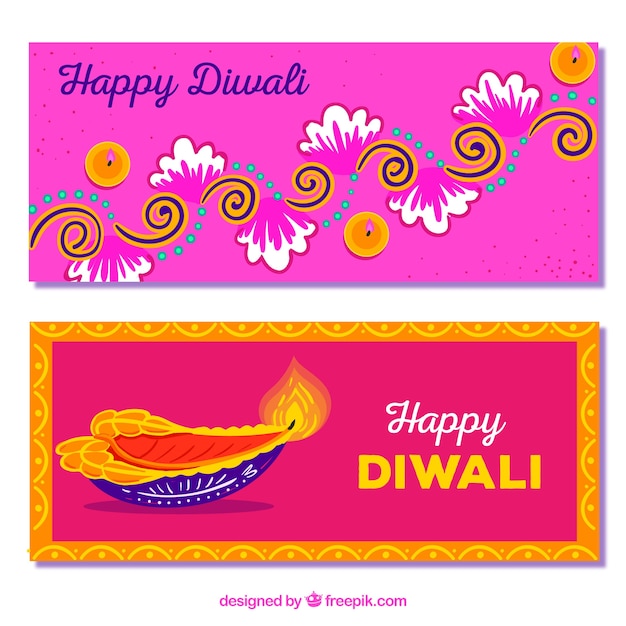 Vector gratuito banners decorativos de diwali