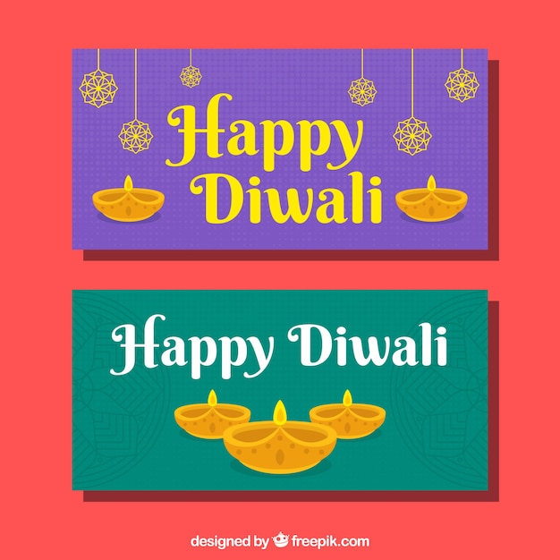Vector gratuito banners decorativos de diwali