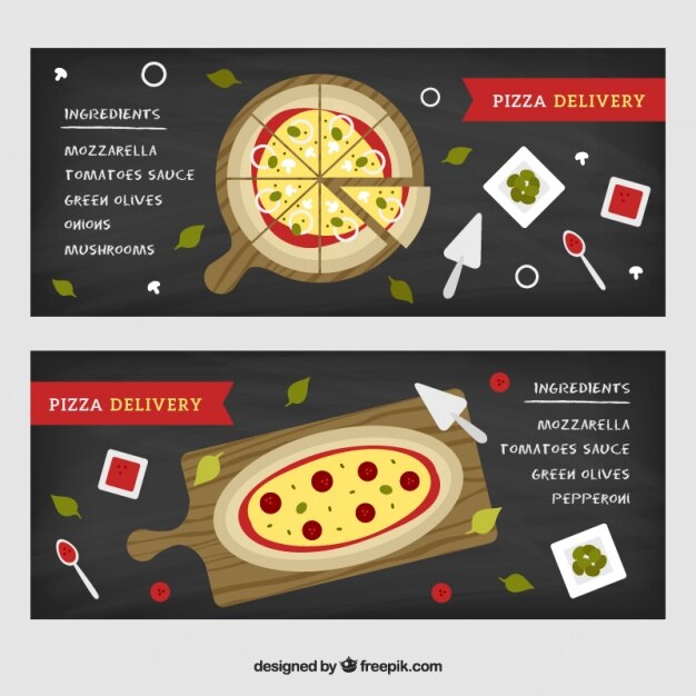 Banners de deliciosas pizzas