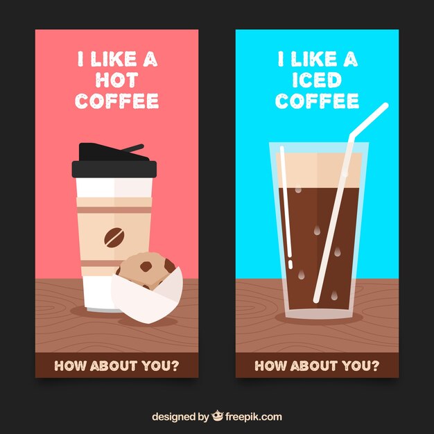 Banners de delicioso café con mensaje 