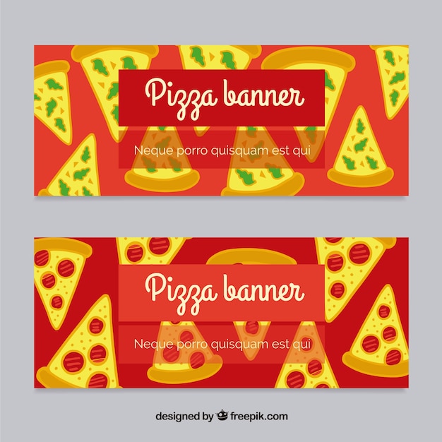 Vector gratuito banners de deliciosos trozos de pizza