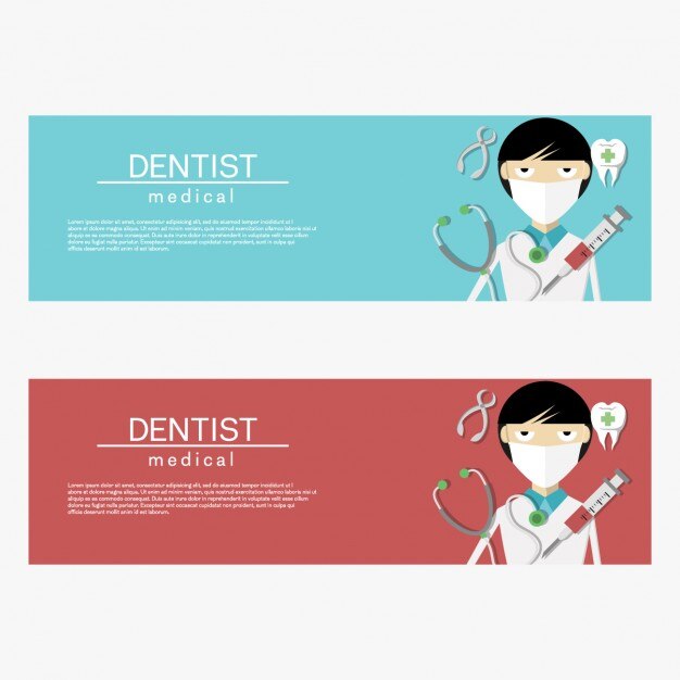 Vector gratuito banners de dentista a color