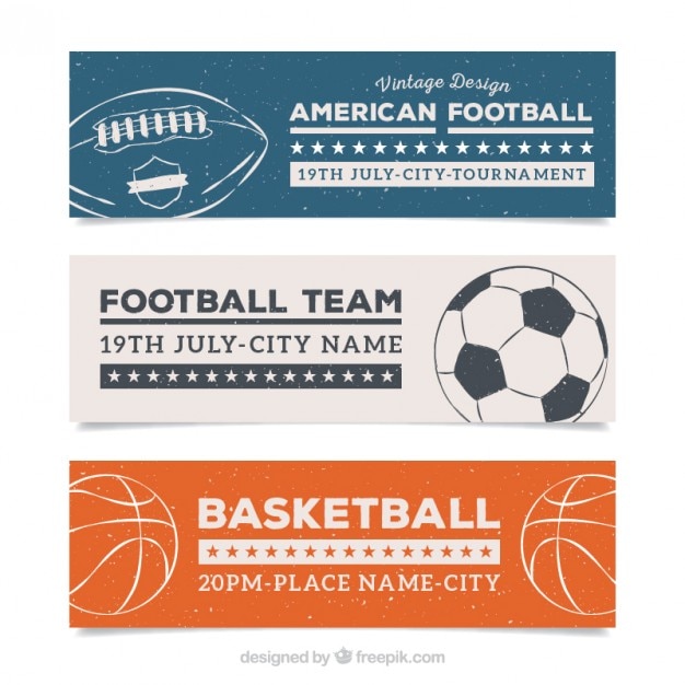 Vector gratuito banners de deporte con dibujos de balones