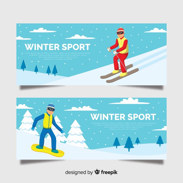 Banners de deporte de invierno