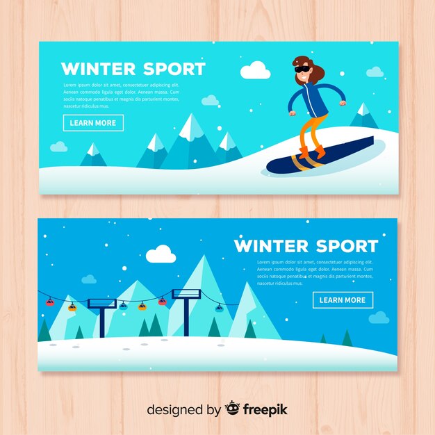Banners de deporte de invierno