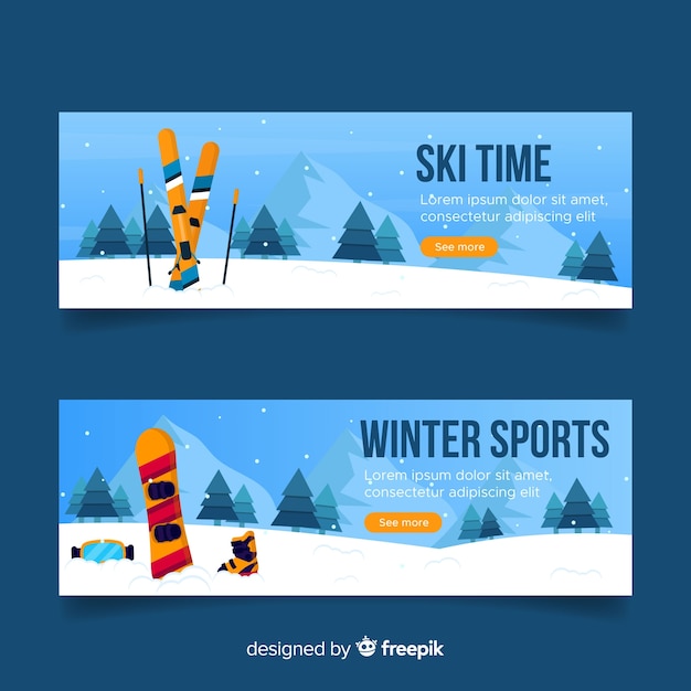 Banners de deportes de invierno