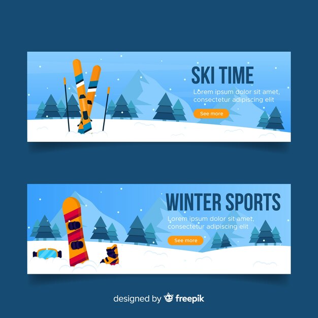 Banners de deportes de invierno