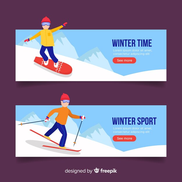 Banners de deportes de invierno
