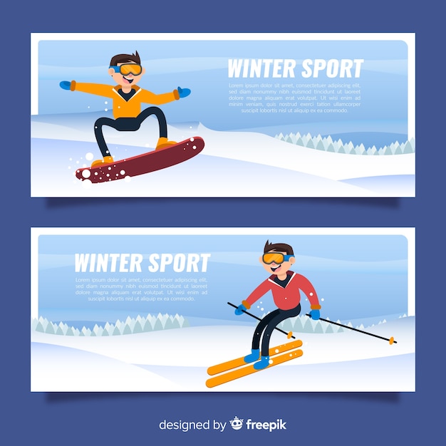 Banners de deportes de invierno