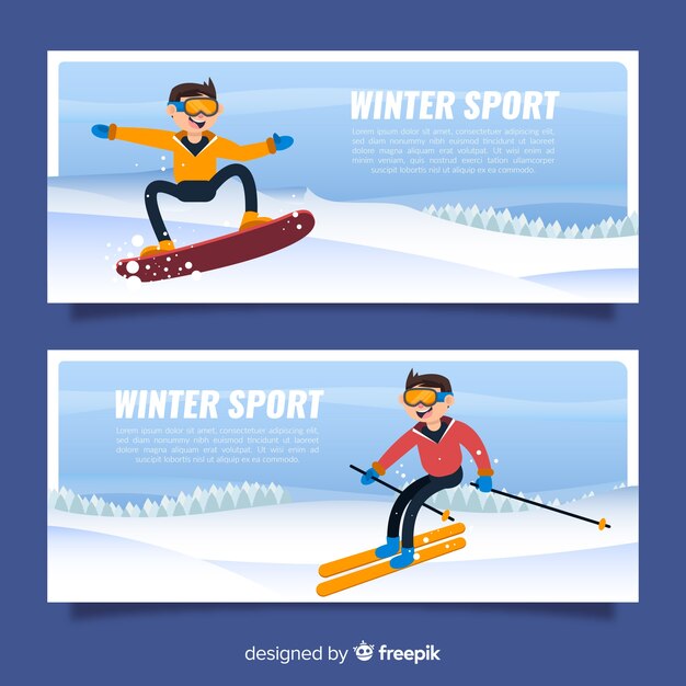 Banners de deportes de invierno